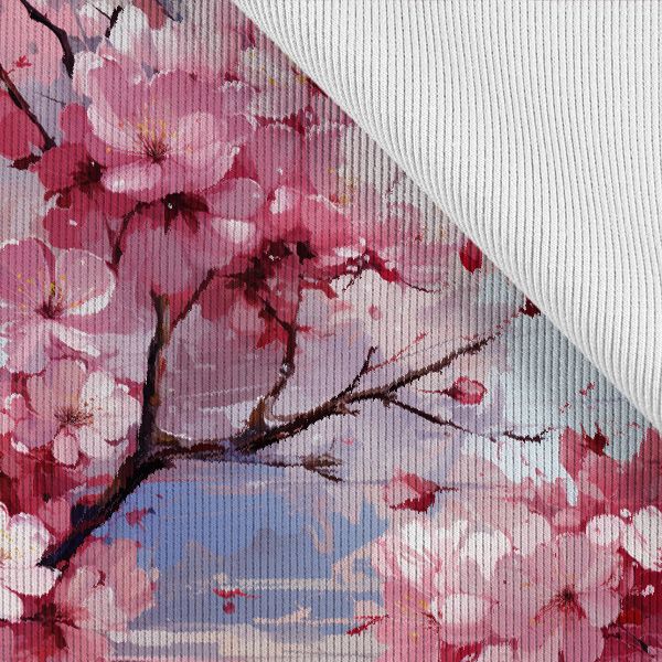 Țesătură catifea strech de îmbrăcăminte floare de cireș