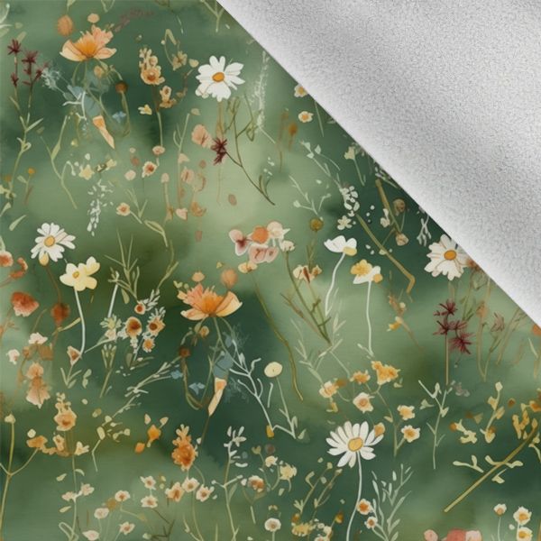 Mătase artificială/silky elastic mini flori verde închis Victoria