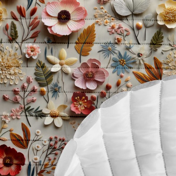 Țesătură softshell de iarnă flori 3D imprimeu Eleny