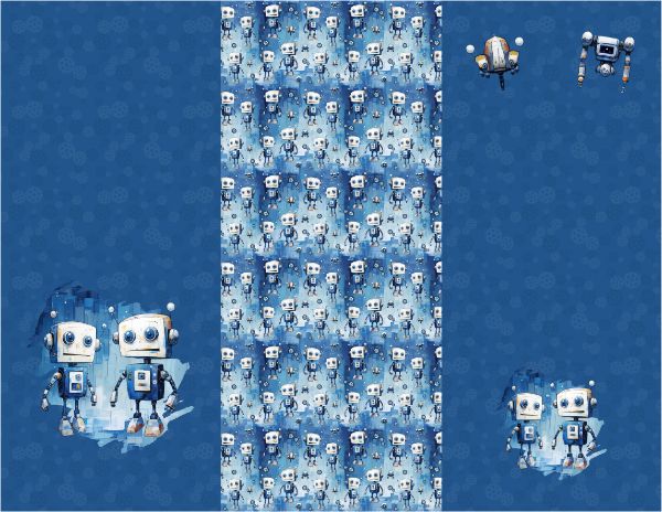 Panou cu croială pentru geacă softshell roboți pe albastru mărimea 98