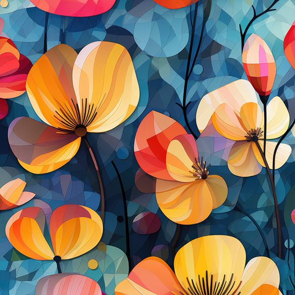 Țesătură softshell de primăvară premium flori geometrice Meryl