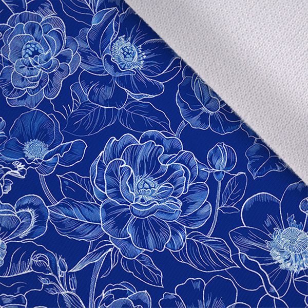 Țesătură mată pentru costume de baie, ​îmbrăcăminte fitness flori imitație de imprimeu albastru