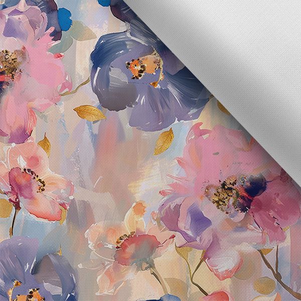 Mătase artificială/silky elastic flori de primăvară pastel pictate