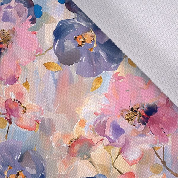 Mătase artificială/silky elastic flori de primăvară pastel pictate