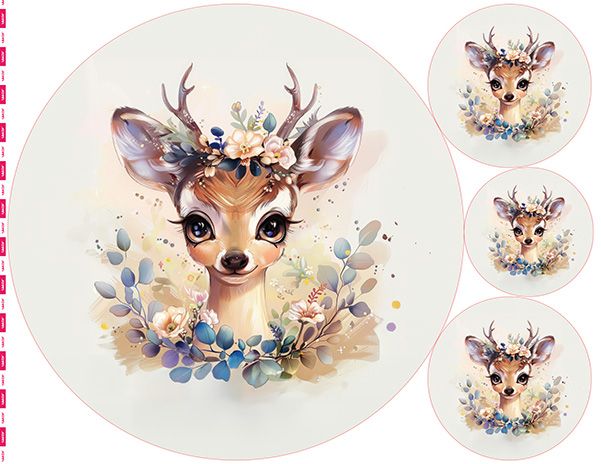 Panou 50x60 cm French terry Takoy model flowers deer