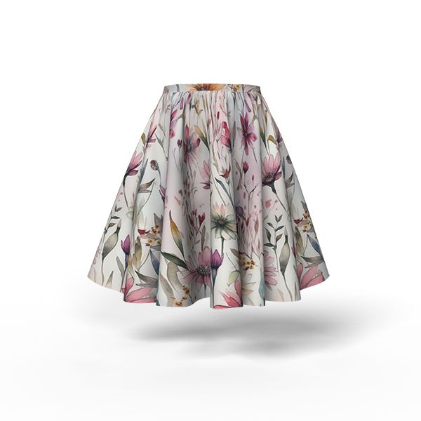 Panou pentru fustă circulară copii din bumbac premium luncă în acuarelă Sia