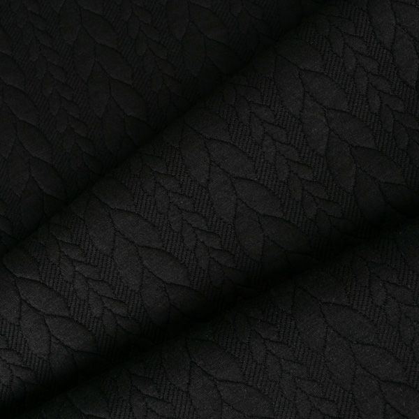 Material tricotat / jacquard cable knit împletituri culoare neagră