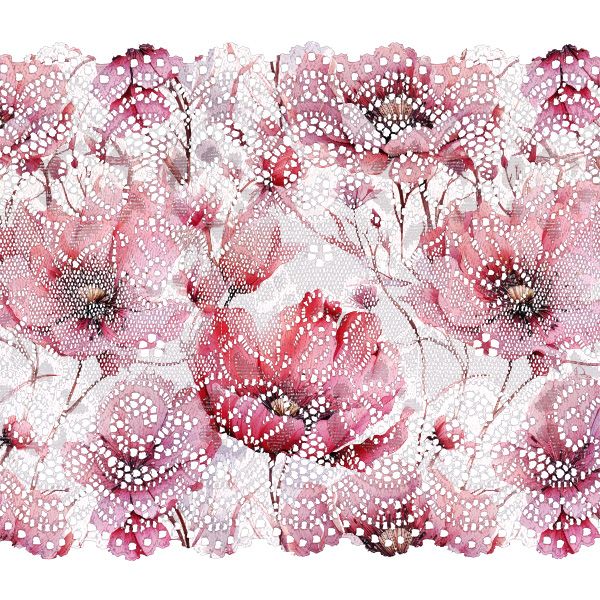 Panglică satinată 5 cm flori frumusețe roz