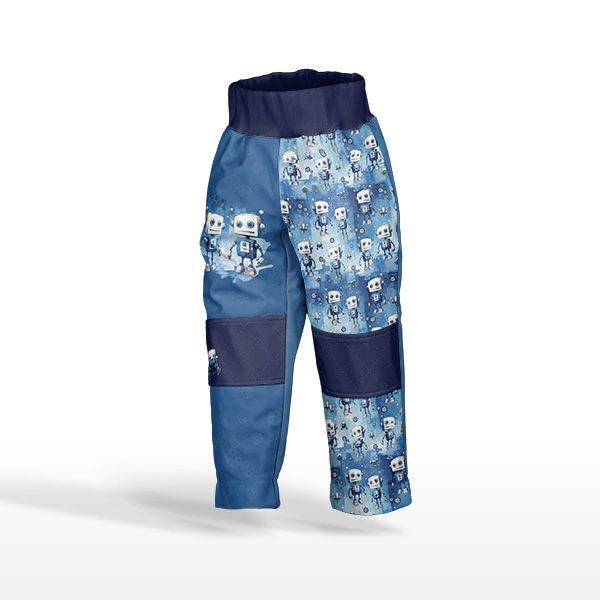 Panou cu croială pentru pantaloni softshell roboți pe albastru mărimea 86