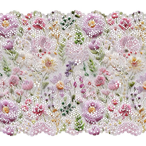 Bandă din catifea cu imprimeu de 4 cm imitație broderie flori imprimeu Violet