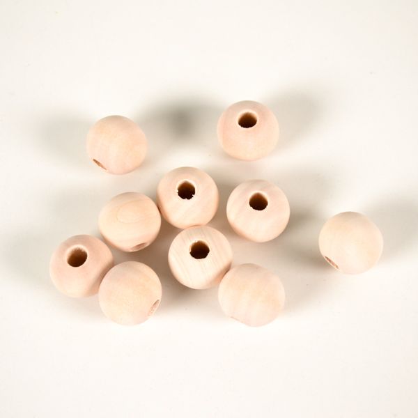 Mărgele din lemn nelăcuite 20 mm - pachet de 10buc