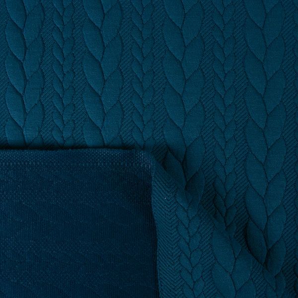 Material tricotat / jacquard cable knit împletituri culoare petrol