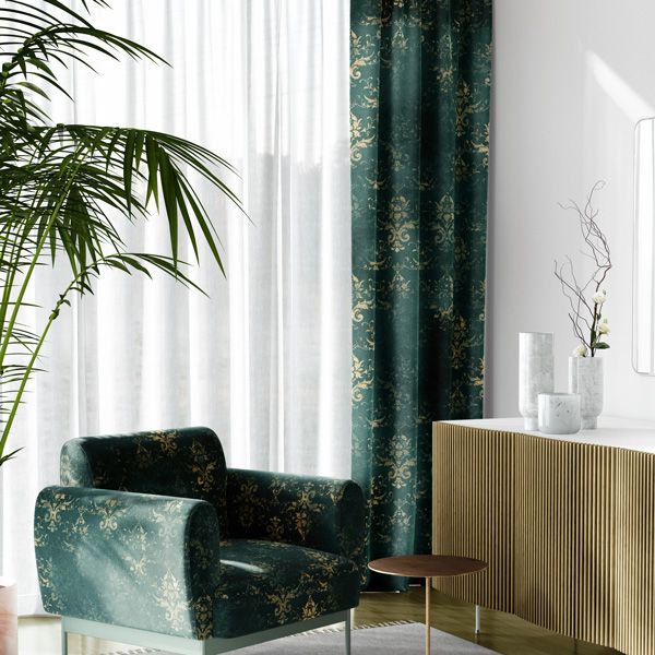 Țesătură de catifea/velvet ELIZA Glamour verde cu auriu