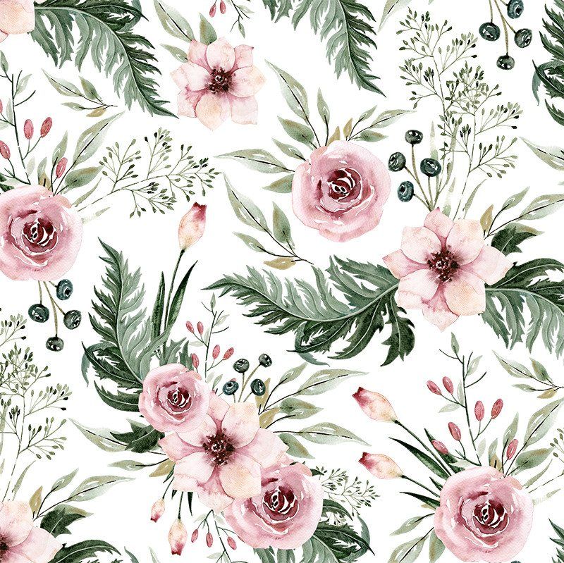 Țesătură softshell de iarnă - flori în frunze