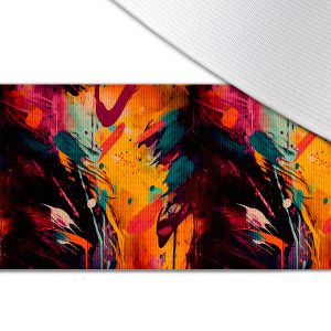 Bandă din catifea cu imprimeu de 4 cm pictură abstract 