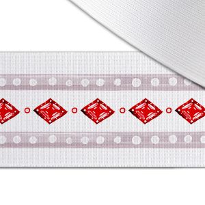 Bandă elastică cu imprimeu de 5 cm spring - folclor stea roșie