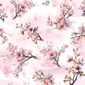Șifon neted/ silky flori sakura