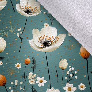 Țesătură softshell de primăvară premium flori delicate pe mentol