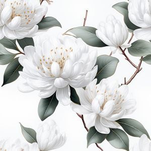 Țesătură bumbac premium NELA flori albe