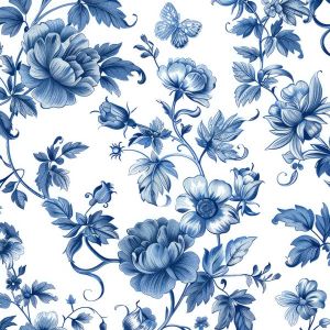 Satin elastic semimat blue flowers