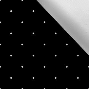 Țesătură imprimată impermeabilă poliester - TD/NS puncte 4 mm pe fundal negru
