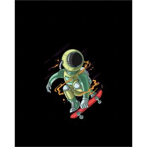Panou pentru rucsac 50x40 astronaut verde pe skateboard
