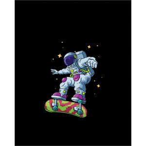 Panou pentru rucsac 50x40 astronaut albastru pe skateboard