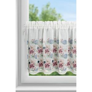 Perdea din vitraliu DORA din etamină decorată cu imprimeu de flori și dantelă 60x150 cm 150 x 60 cm