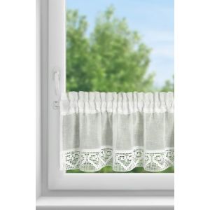 Perdea din vitraliu realizată din etamină mată decorată cu dantelă 150 x 30 cm