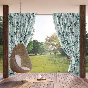 Draperie GARDEN pentru grădină și terasă cu model vegetal din țesătură impermeabilă pe tunel 155 x 200 cm