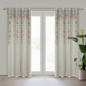 Draperie CARA în stil eco decorată cu flori delicate 140 x 250 cm