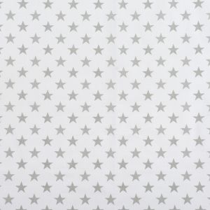 Țesătură bumbac - stele gri pe alb