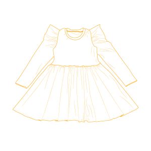 Tipar de croitorie PDF rochie circulară pentru copii cu mâneci lungi bufante Olívia
