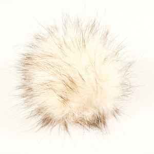 Pompon din blană artificială 14-15cm culoare ecru cu păr maro