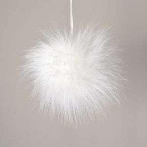 Pompon din blană artificială 11-12cm culoare white