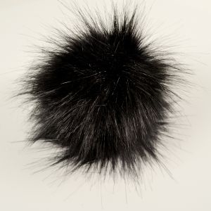 Pompon din blană artificială 14-15cm culoare neagră