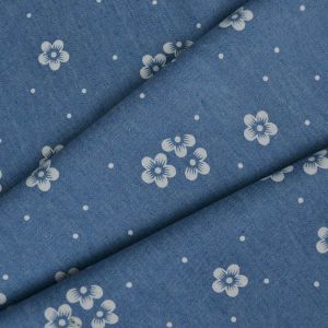 Blugi denim subțire/jeans imprimeu floral pe albastru deschis