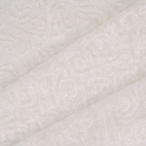 Țesătură glitter cu sclipici pentru rochii de petrecere crenguțe albe