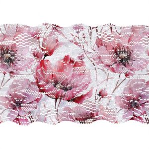 Dantelă elastică 8 cm cu imprimeu flori frumusețe roz